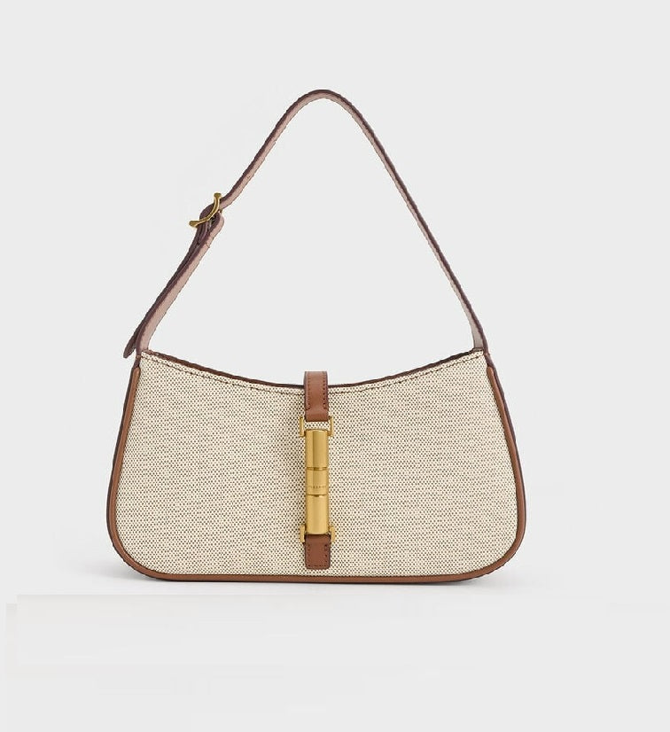 Golden Buckle Shoulder HandBag